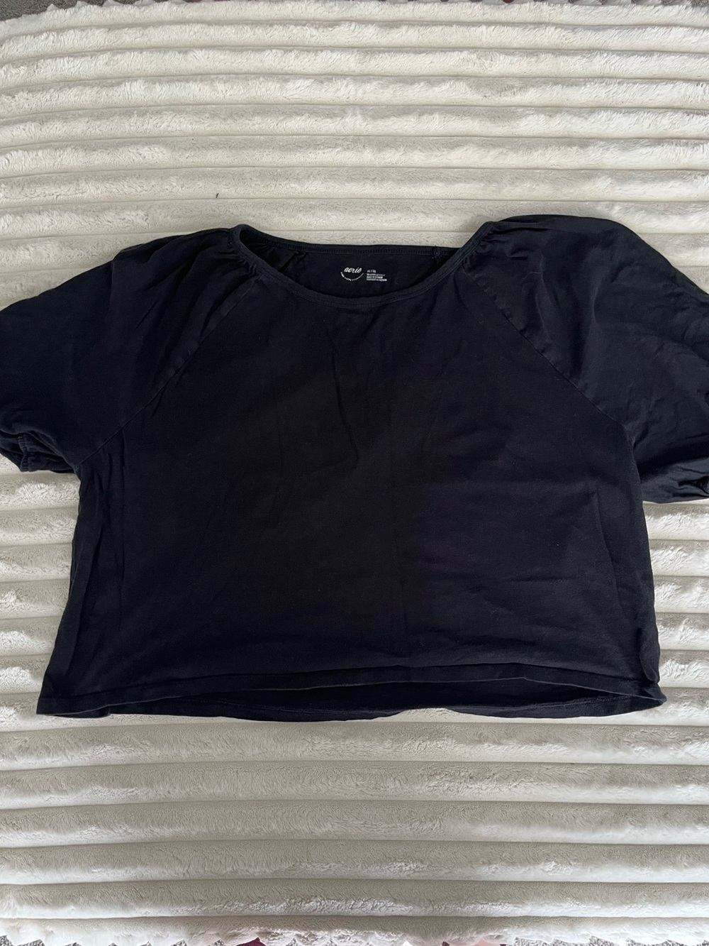 aerie Black Short Sleeve Cropped Tee